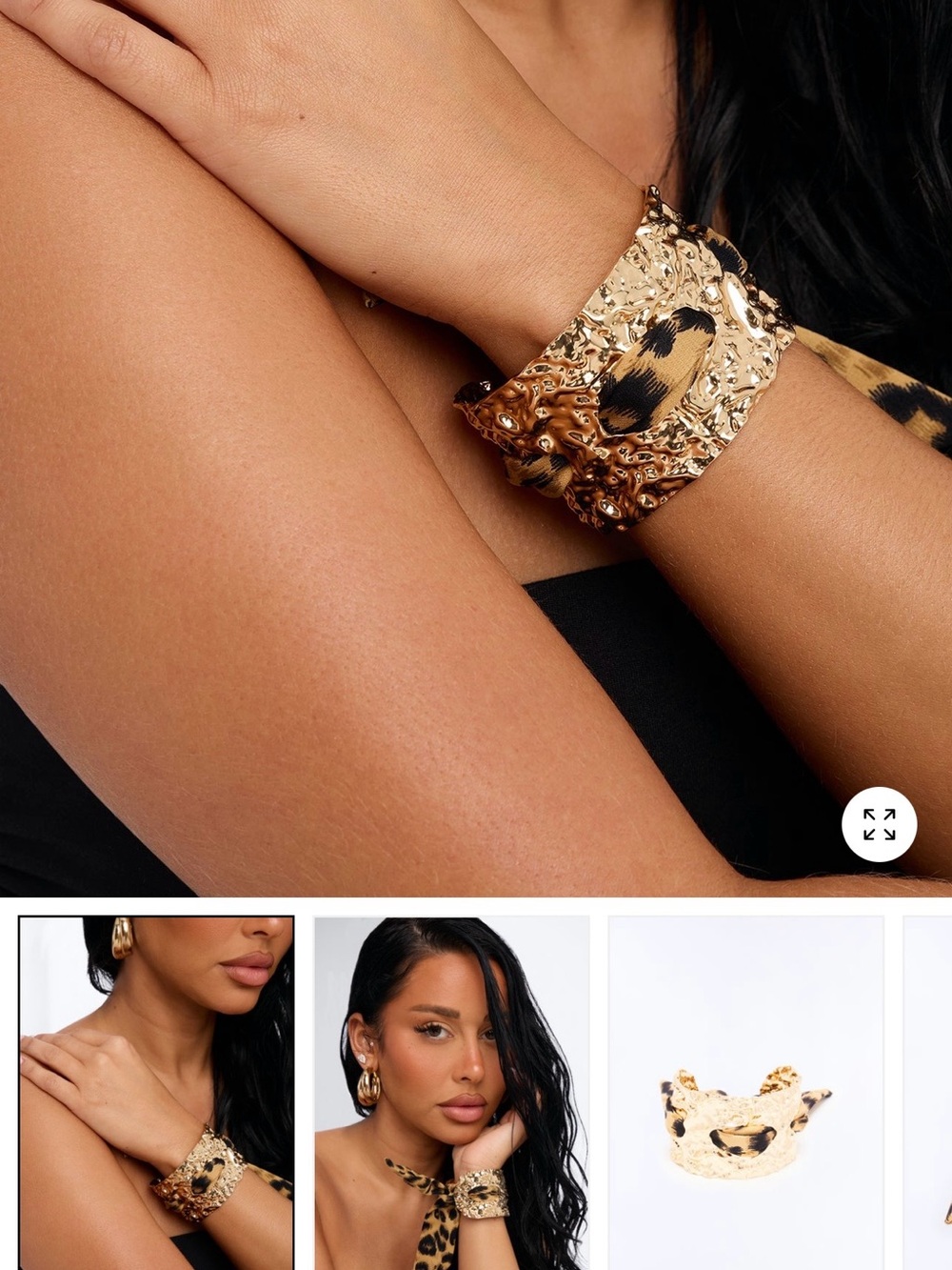 Gold Textured Cuff Bracelet - Women Jewelry